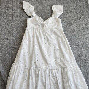 Lilly Pulitzer Lantana Flutter Sleeve Eyelet Midi Dress Women's 14 White Resort